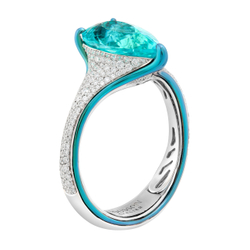 Кольцо с Турмалином Параиба и Бриллиантами, R0141-10/1