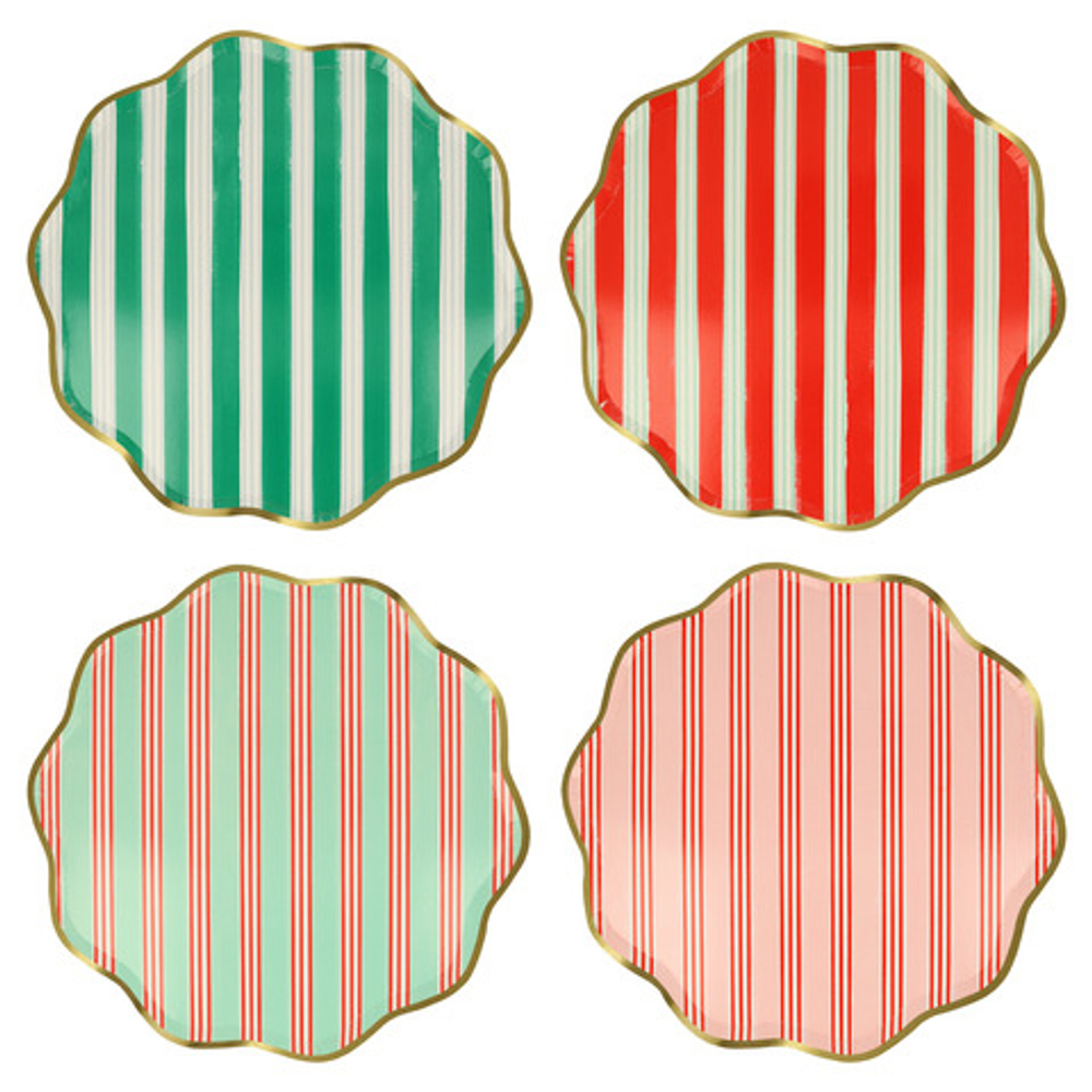 Тарелки большие "Рождественская полоска" 8 шт. (2024)