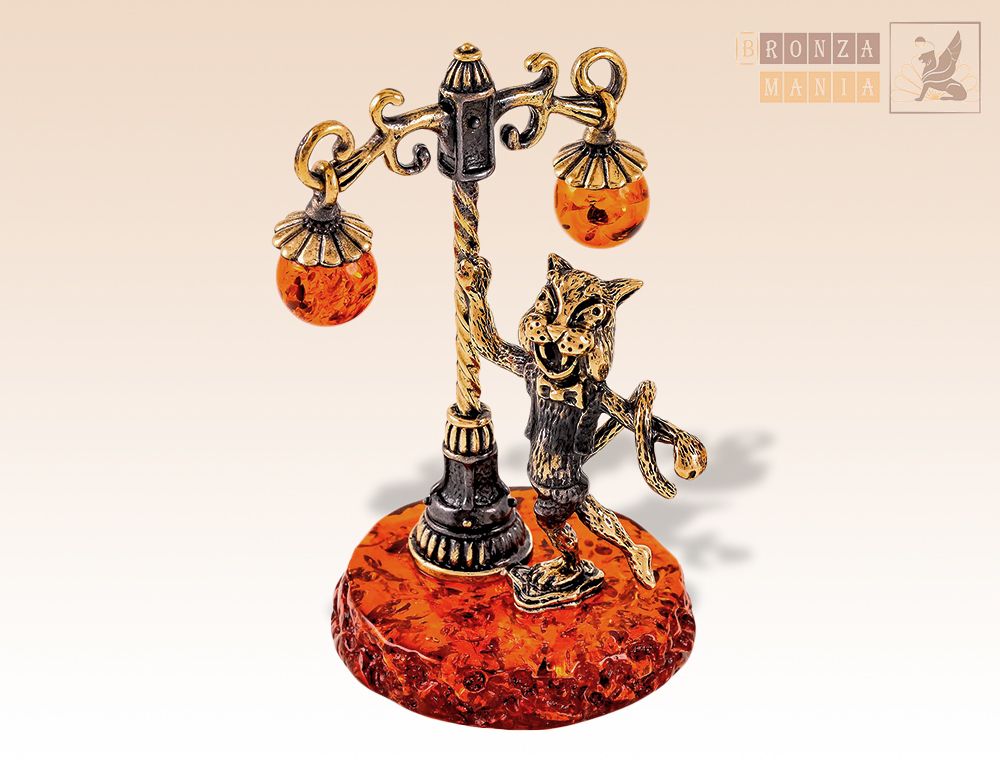 фигурка Кот Гуляка на янтаре