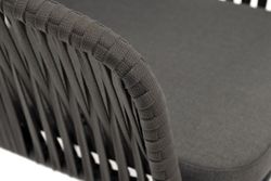 "Бордо" стул плетеный из роупа, каркас алюминий темно-серый (RAL7024) муар, роуп серый 15мм, ткань серая 017