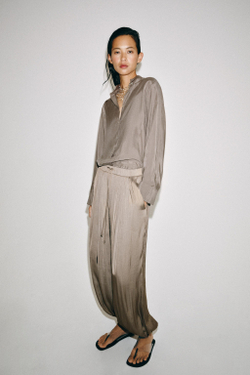 ZARA РУБАШКА ИЗ 100% ШЕЛКА — ZW COLLECTION, КОРИЧНЕВЫЙ