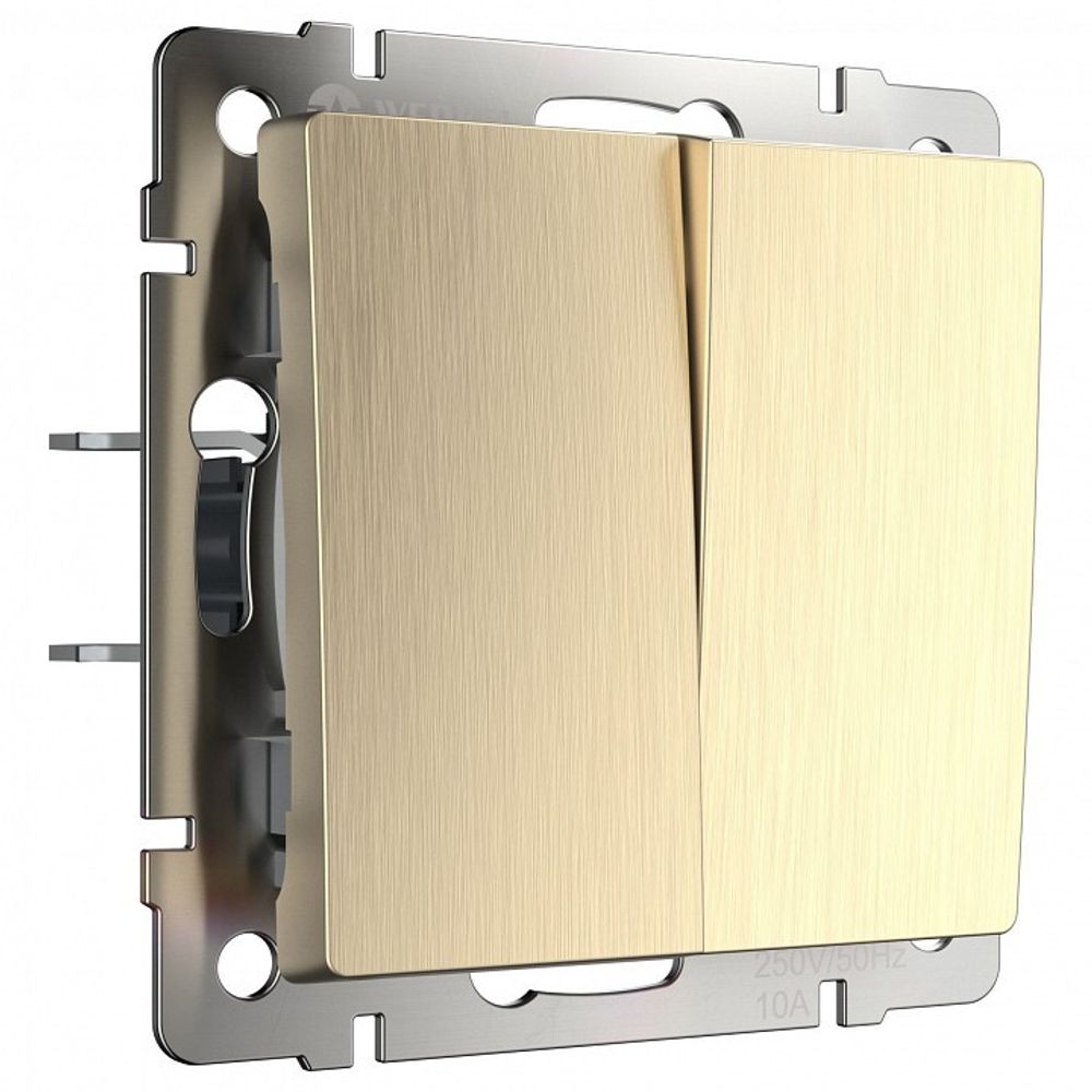 Выключатель проходной двухклавишный без рамки Werkel шампань рифленый W1122010