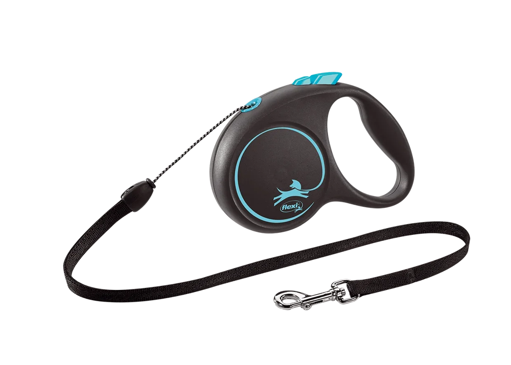 Поводок-рулетка Flexi Black Design cord S 5m 12 kg blue
