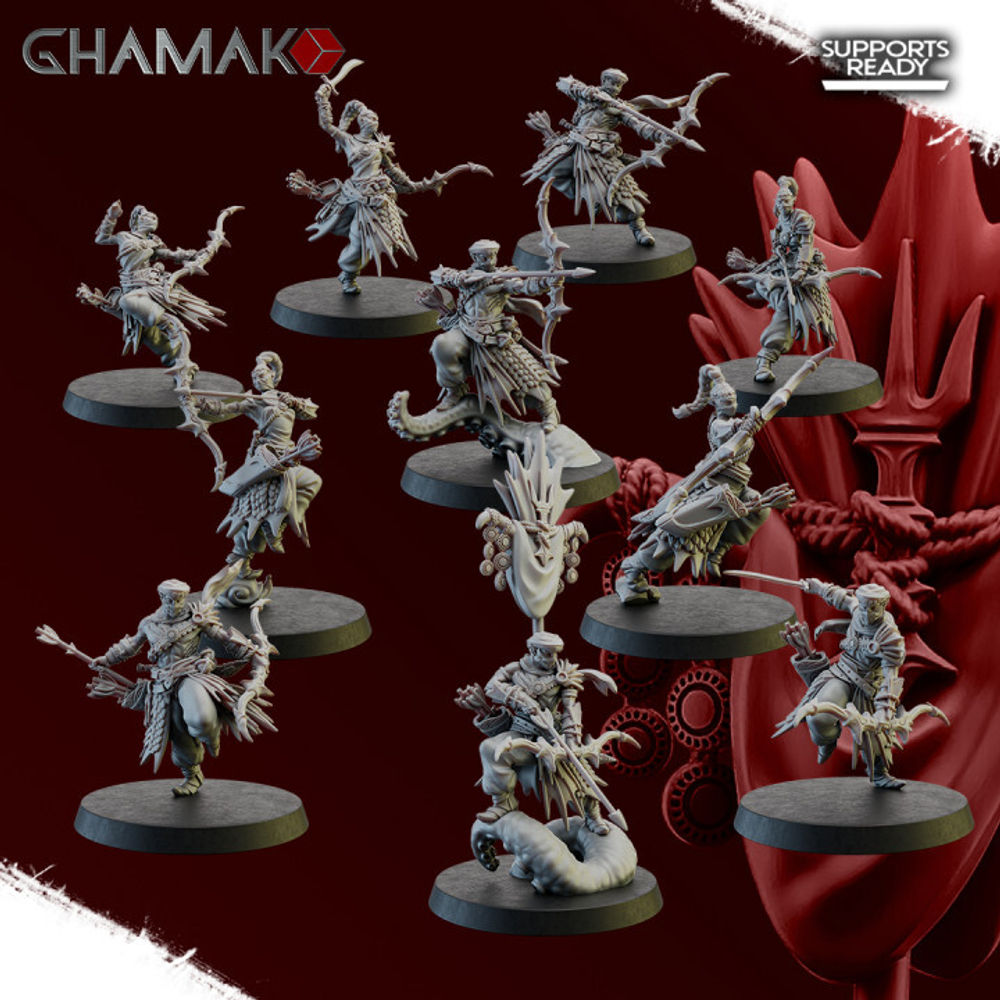 Grand Alliance Order Idoneth Deepkin Namarti Reavers Лучники подводных эльфов миниатюра для dnd, днд, pathfinder, фентези, Настольная игра, НРИ, Варгейм, РПГ