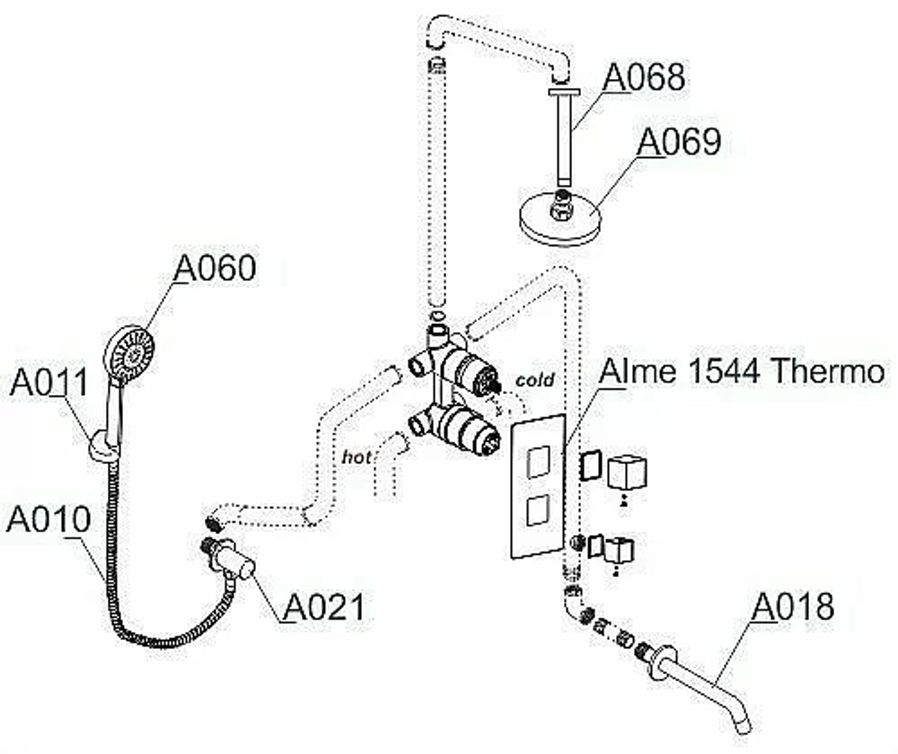 Душевая система WasserKRAFT Alme 1500 A171568 Thermo