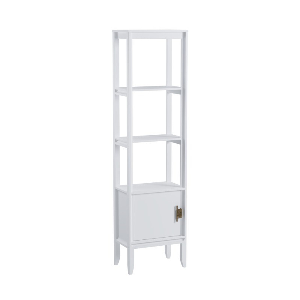 Стеллаж «Бридж» сквозной узкий с 1 дверью белый лак