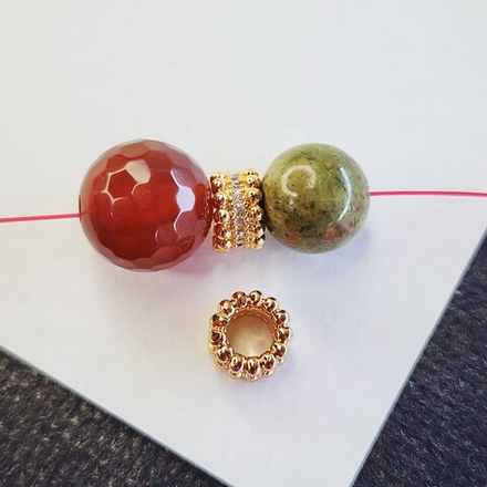 Разделитель, проставка рондель, позолота, фианиты, люкс фурнитура 