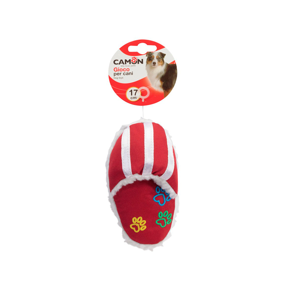 Игрушка Camon "Тапка", мягкая цветная, для собак, 17 см. (бордовая)