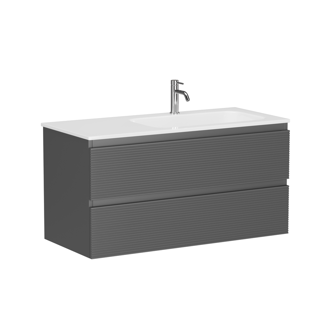 Тумба подвесная под раковину правая Sancos Folk, Grey soft 995х445х500