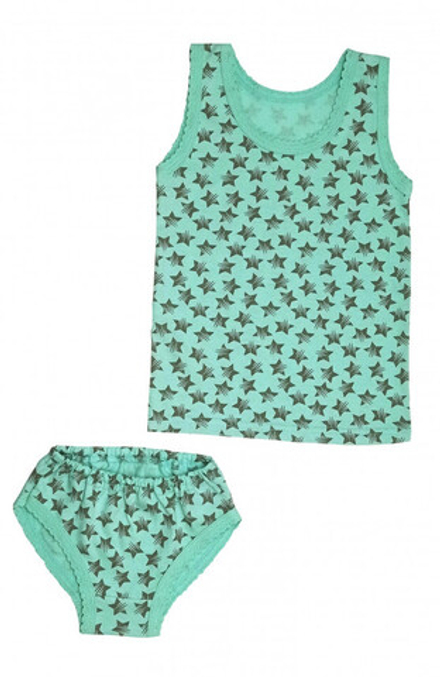 Гарнитур для девочки 055/18 (мятный, звезды серые)
