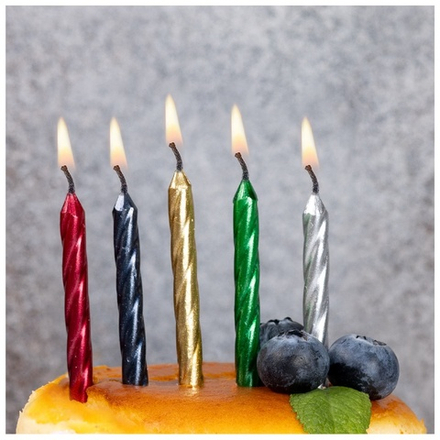 Свечи для торта металлик ассорти 10 штук