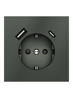 Розетка 1-м СП S70 16А с USB A+С с заземл. защ. шторки механизм титан Voltum VLS040506