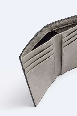 ZARA БУМАЖНИК С ГРАВИРОВКОЙ, СЕРЫЙ