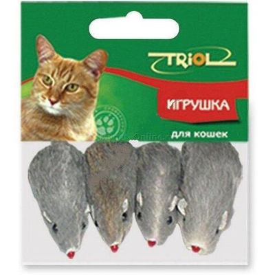 Игрушка для кошек "Мышь серая", 45-50мм (уп.4шт.), Triol