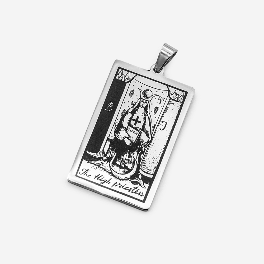 Подвеска-карта Таро "Верховная Жрица" 40*24мм, сталь
