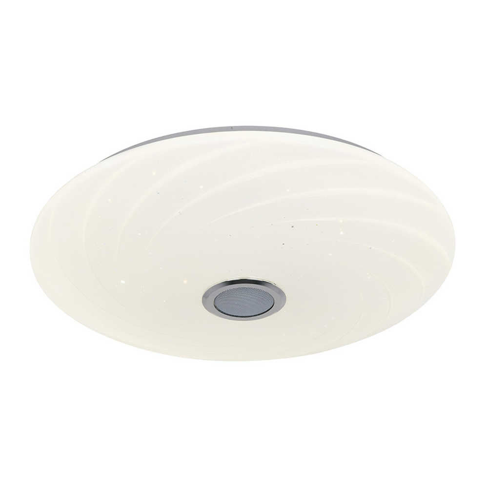 ULI-D291 72W/SW+RGB/50 MERCURY Cветильник светодиодный накладной. Диммируемый. Пульт ДУ (в/к). Встроенная Bluetooth колонка. Теплый свет(3000К)/Белый свет(4000К)/Дневной свет(6500К)/RGB. 5700Лм. TM Uniel