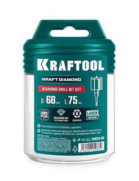 KRAFTOOL DIAMOND d 72 мм (М16, рабочая глубина 75 мм, лазерная сварка), Алмазная Коронка для подрозетников (29820-72)