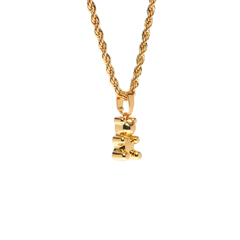 Колье Золотой Ностальгический Мишка со Шнурком