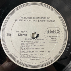 Винтажная виниловая пластинка LP Gilbert O'Sullivan and Gerry Dorsey Humble Beginnings Of England (USA 1973)