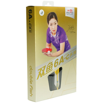 Ракетка для настольного тенниса DOUBLE FISH 6A C, для подвин.,ITTF Appr.,накл. 2,1 мм, конич. ручка 2 мяча V40 мм