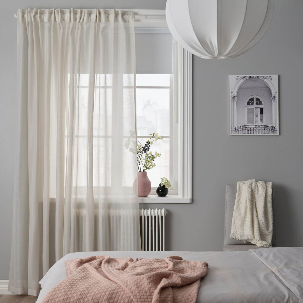 IKEA STENFRÖ  (ИКЕА СТЕНФРÖ)  -  Штора из сетки, 1 шт, на ленте/бежевая, 300x300 см