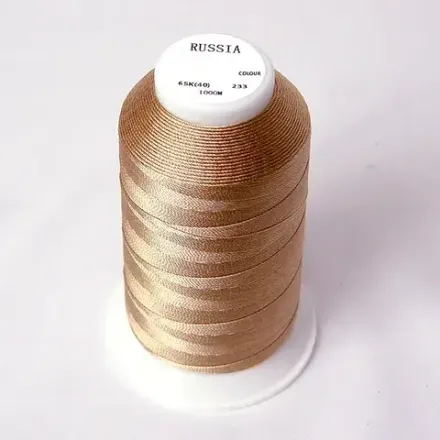 Нитки швейные капрон Russia 65к(40) 1000м, темно-бежевый [233]