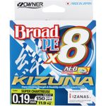 OWNER Шнур Kizuna X8 Broad PE chartreuse 135м 0,19мм 11,9кг