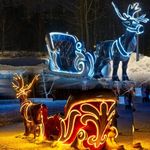 новогодняя конструкция "Олень с санями" со светодиодной подсветкой