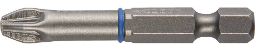 Биты ЗУБР ″ЭКСПЕРТ″ торсионные кованые, обточенные, хромомолибденовая сталь, тип хвостовика E 1/4″, PZ3, 50мм, 2шт