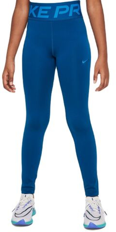 Штаны для девочки теннисные Nike Girls Dri-Fit Pro Leggings - court blue/light photo blue