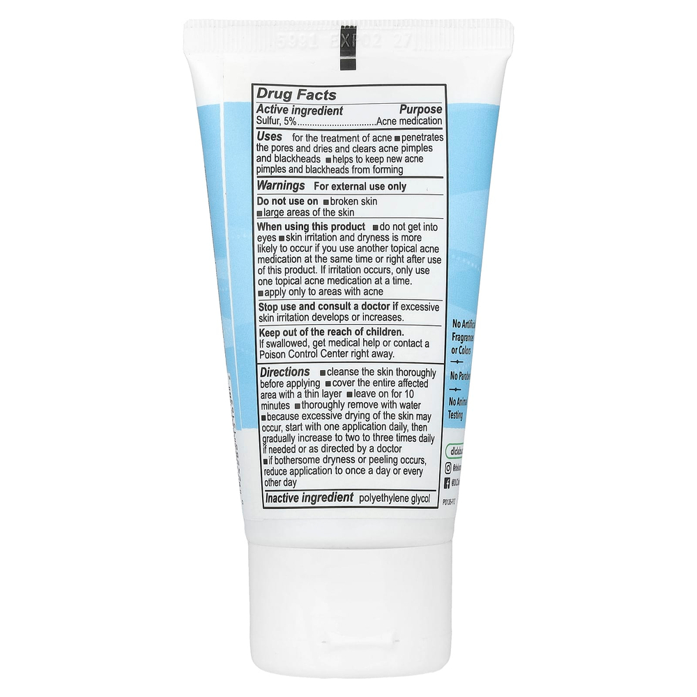 De La Cruz, Мазь для лечения акне с 5% серой, для чувствительной кожи, 74 г (2,6 унции)