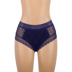 Трусики бразилиана Floral Lace, синие, XS-S