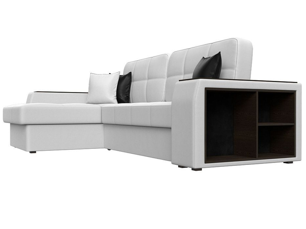 Диван угловой Брюссель левый угол, Белый\Черный, Экокожа, 29395L