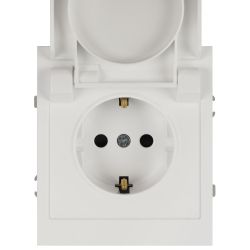 Розетка ЭРА Arktik 16-2103-08 с заземлением 2P+E Schuko со шторками с крышкой 16А-250В белый матовый | Эра Arktik