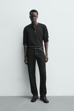 ZARA ДЖИНСЫ STRAIGHT FIT, ЧЕРНЫЙ