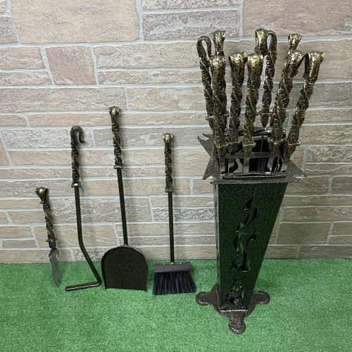 Набор кованных шампуров + каминные принадлежности