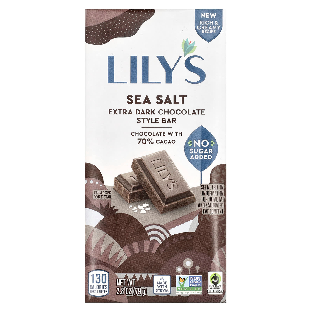 Lily's Sweets, темный шоколад, с морской солью, 70% какао, 80 г (2,8 унции)
