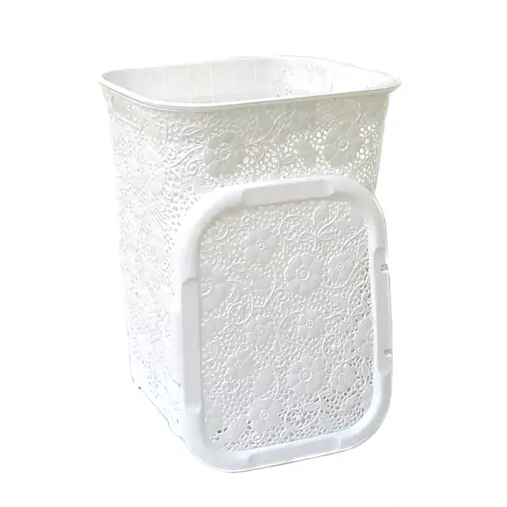 Корзина для белья 50л ажурная белая