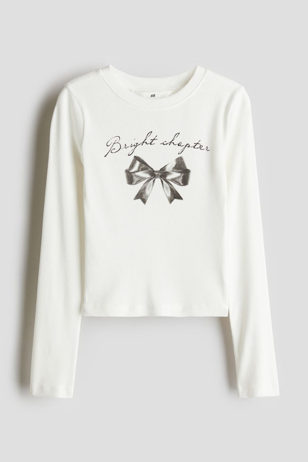 H&M Хлопковый топ в рубчик, белый