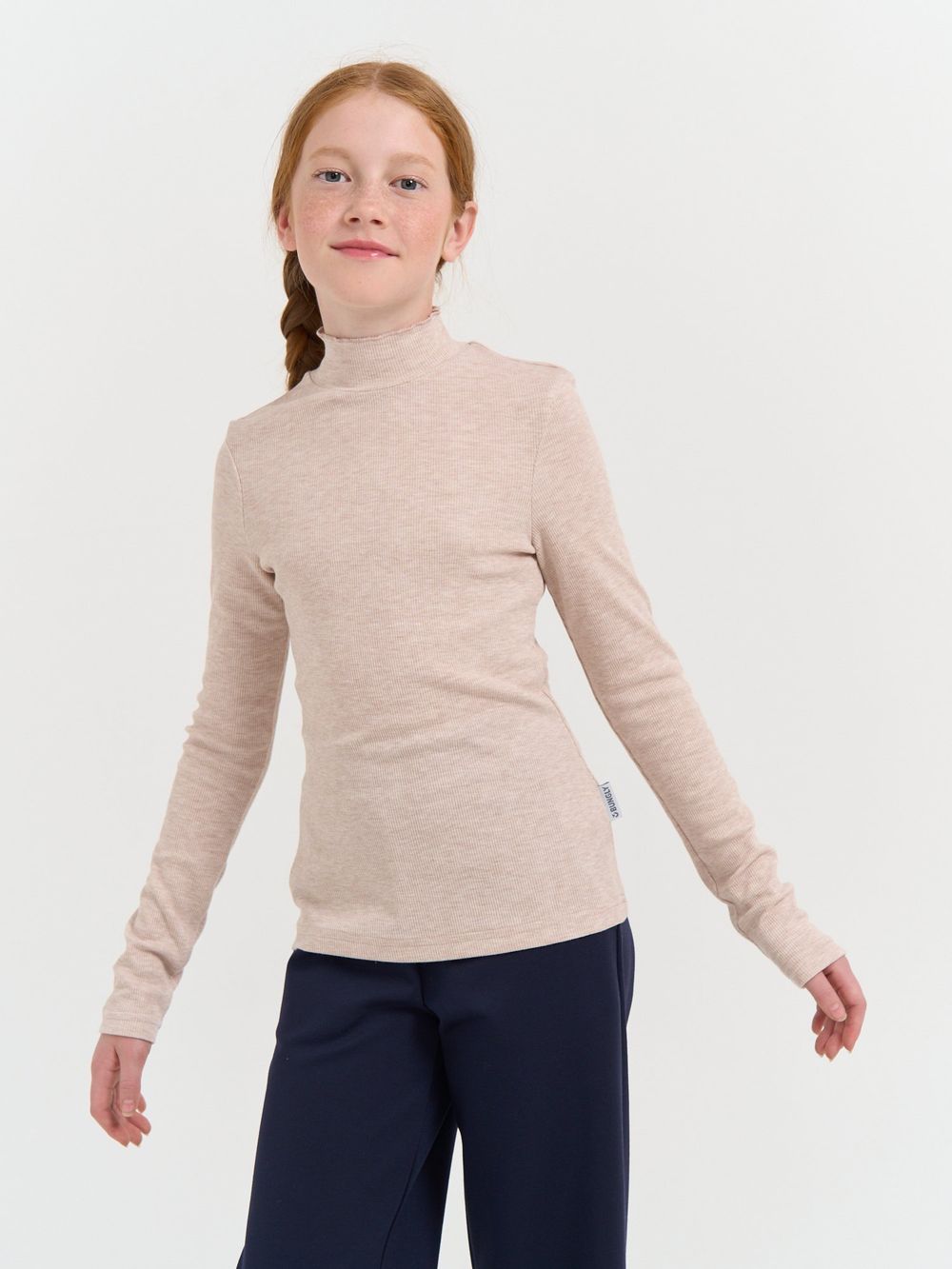 Бадлон с волнистым воротом "Бежевый меланж" 7+