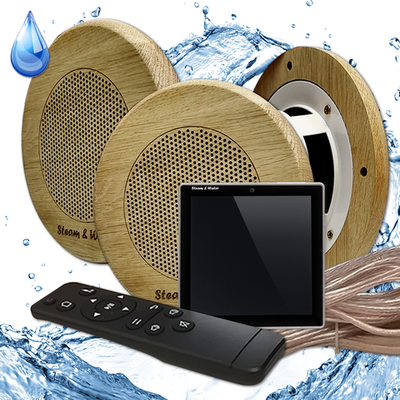 Комплект влагостойкой акустики для бани и сауны - SW 3 black SENSOR SAUNA (круглая решетка)