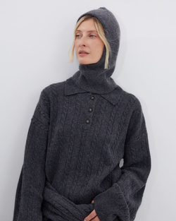 Капор из смесового кашемира темно-серый