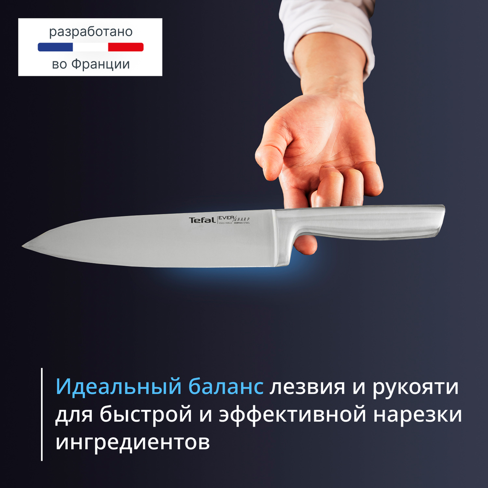 Набор ножей Tefal Ever Sharp Pro K2976S04 со встроенной точилкой, 5 ножей + блок