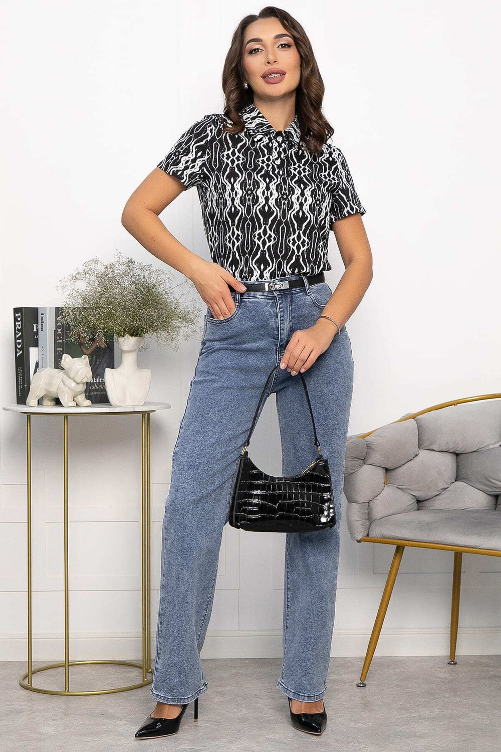 Поло Тренди (черное/узор) Б14093-10М LT Collection