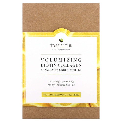 Tree To Tub, набор, шампунь и кондиционер, для объема, биотин и коллаген, сицилийский лимон и чайное дерево, набор из 2 предметов, по 250 мл (8,5 жидк. унции)