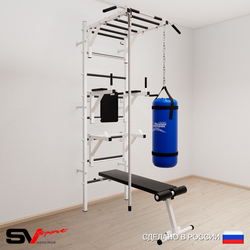 Шведская стенка Sv Sport 5602 (Турник рукоход/Брусья/Стойка/Скамья/Канат/Цепь/Мешок 22кг)