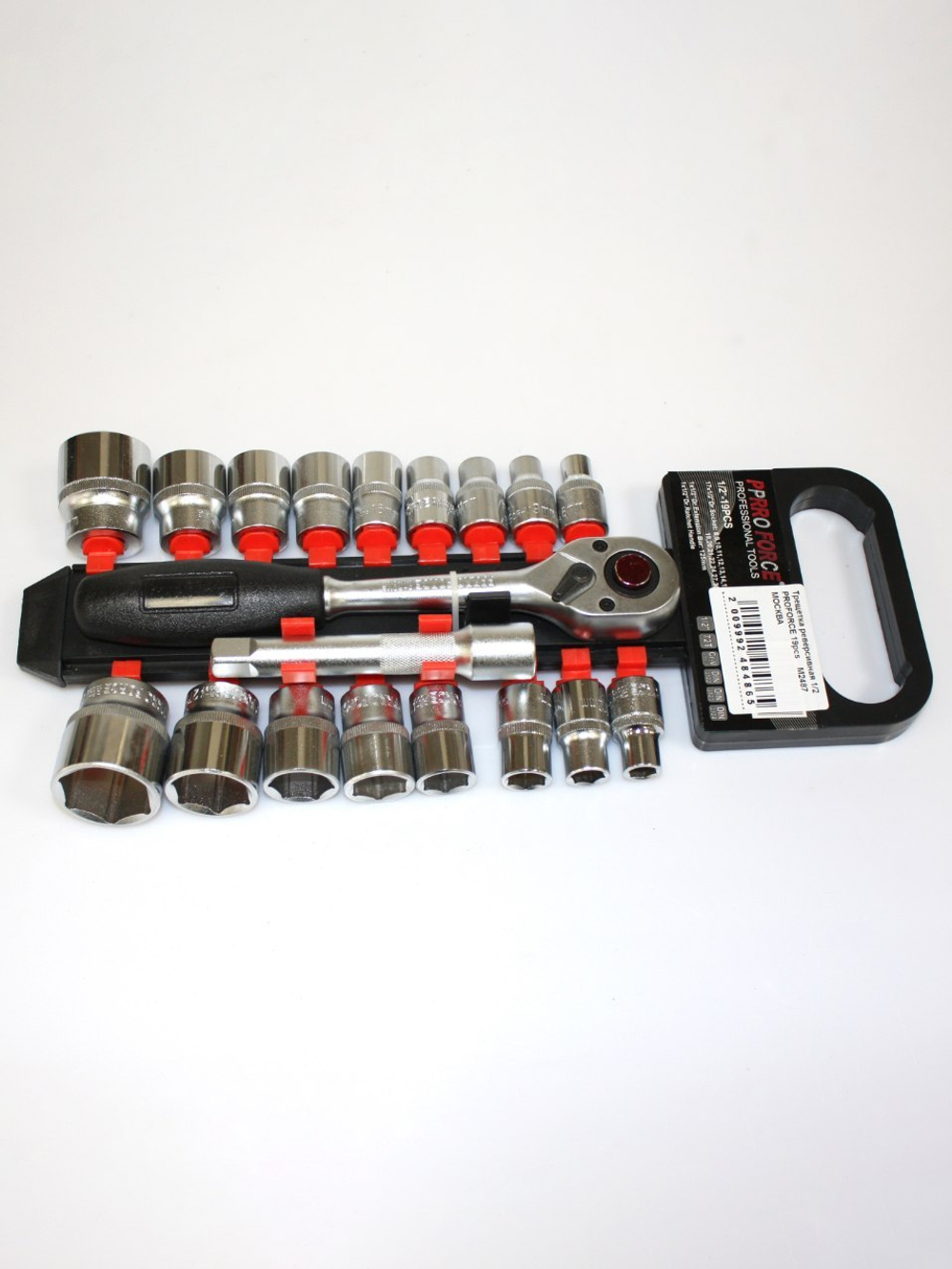 Набор торцевых головок 8-32мм, с трещоткой 1/2″ PROFORCE 19п