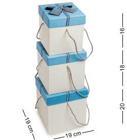 WG-10-A Набор коробок из 3шт «Куб» цв.бел./голуб.