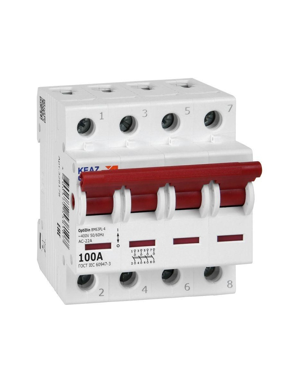 Выключатель нагрузки модульный OptiDin BM63PL-4100-УХЛ3 (ВМ63PL) КЭАЗ 328178