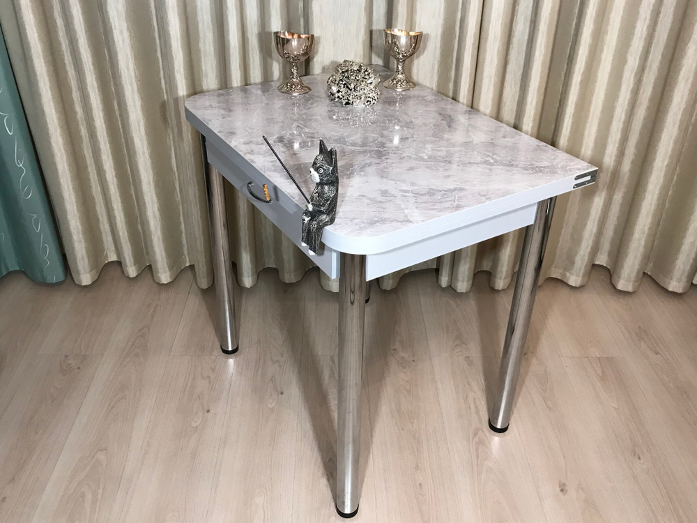 Раскладной стол с ящиком Wide Grey Marble